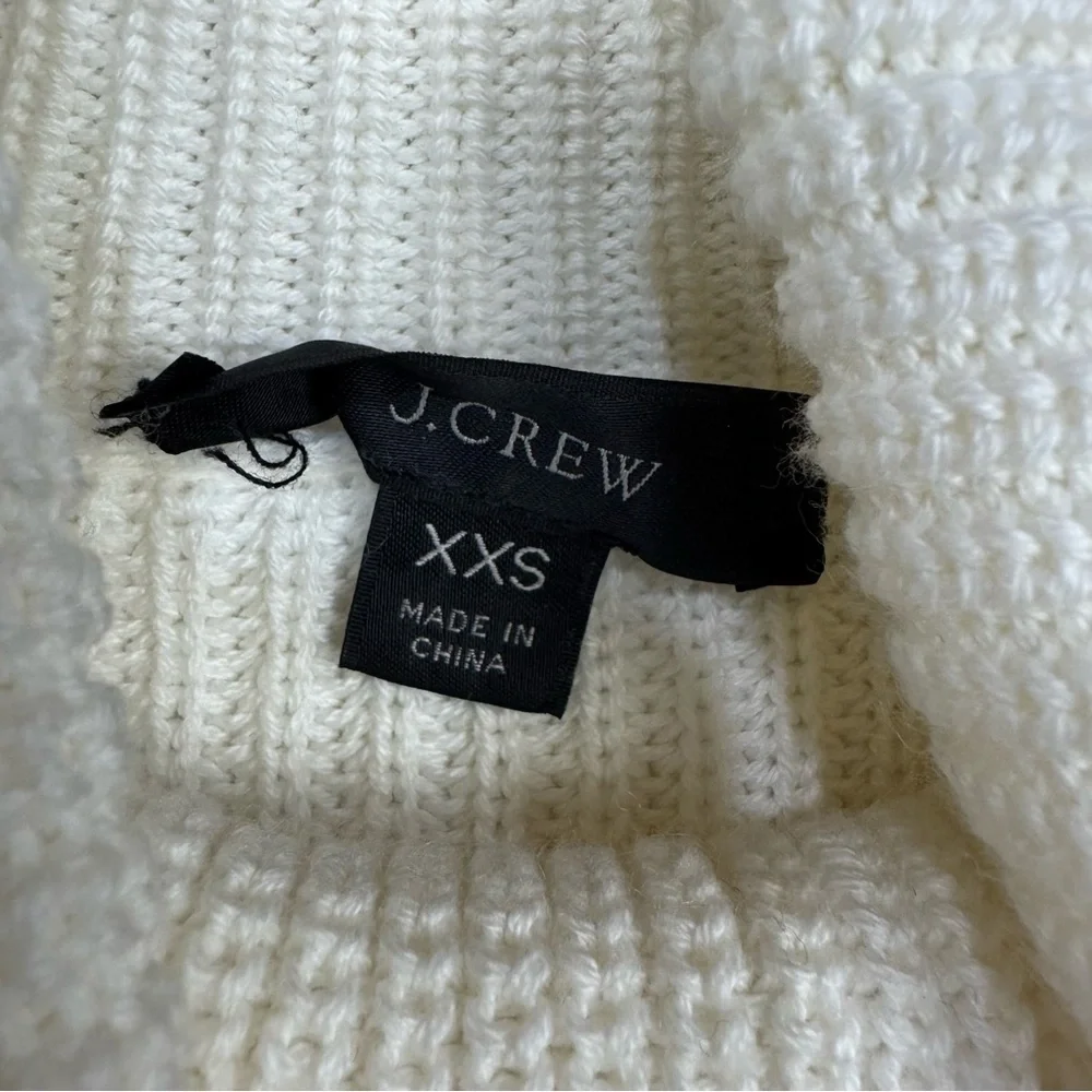 J.Crew Cashmere Blend White Turtleneck Chunky Knit Sweater Minimalist